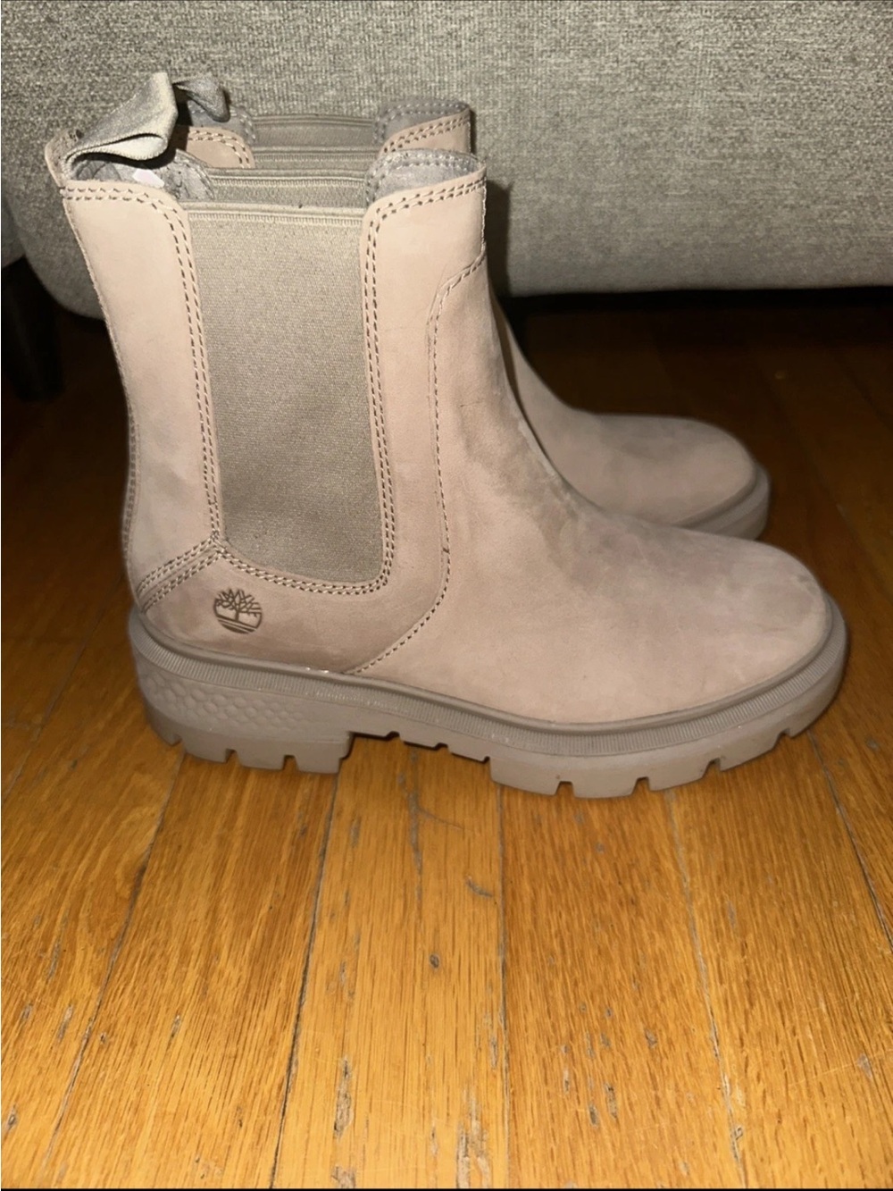 Timberland Women's Suede Chelsea Lug Boots in Taupe